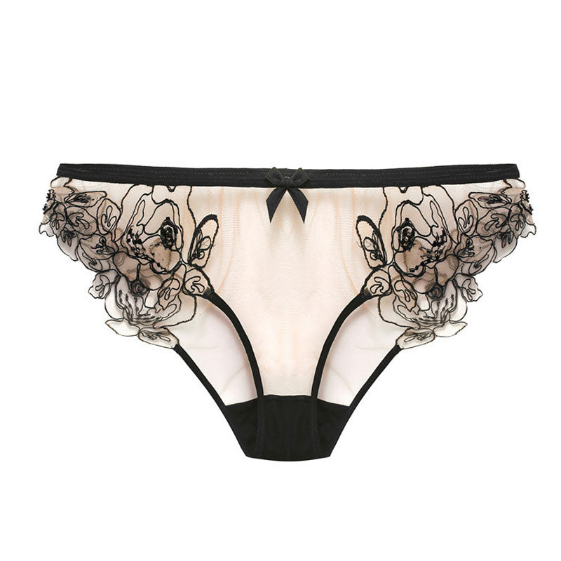 Black Lace Floral Embroidery pantie*