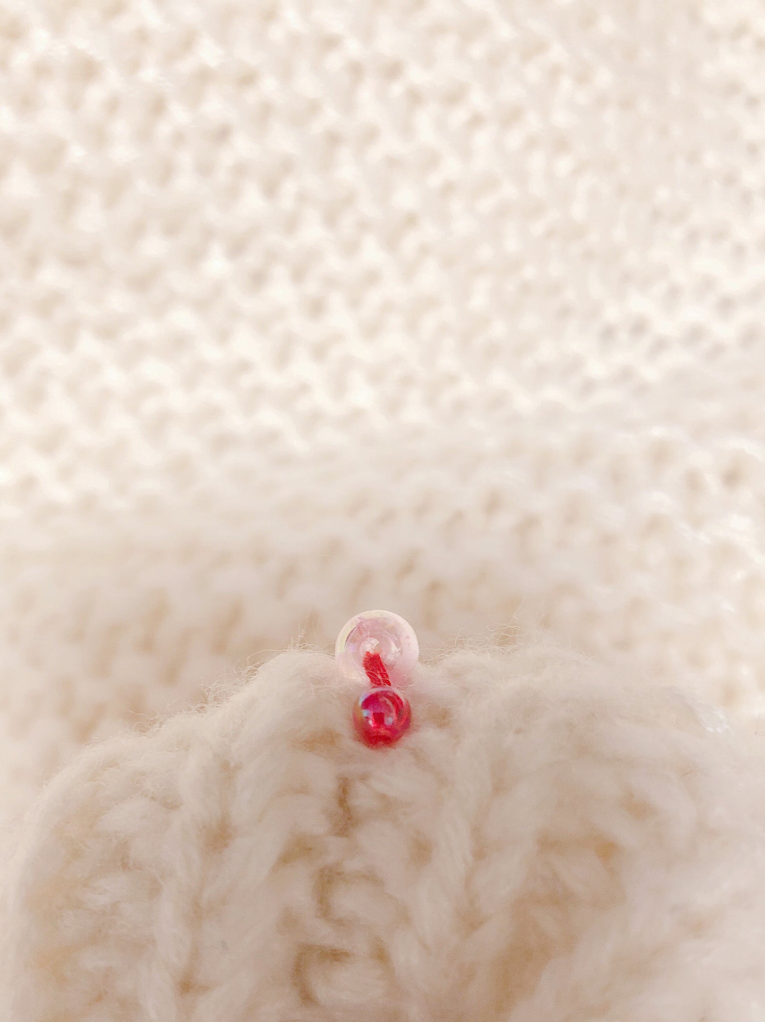 "運命の赤い糸" [Rouge Fil*] White Cream Knit* [vintage]　　